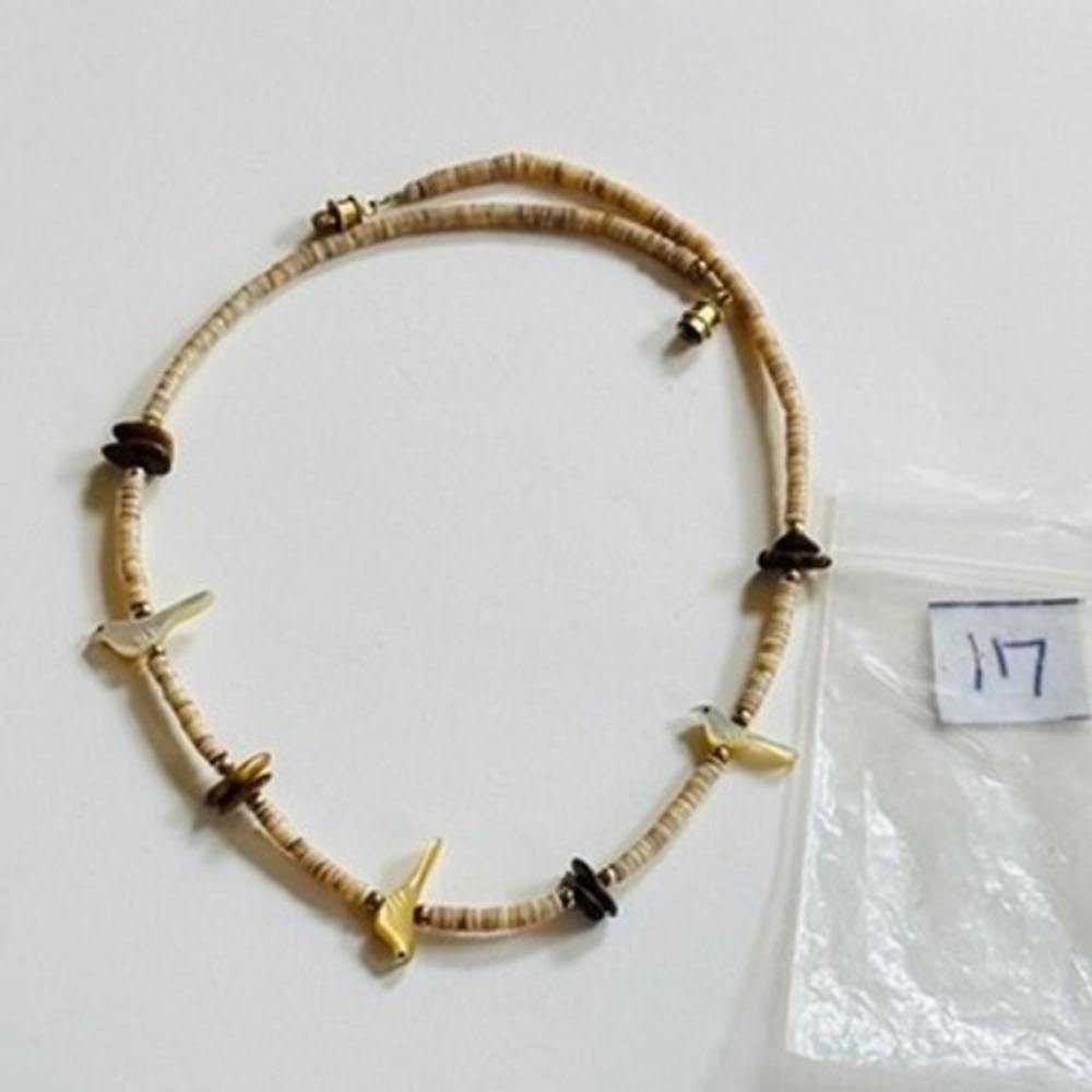 VTG Zuni Necklace beaded Dove bird Abalone Heishi Beads Native American 15.5" - Picture 7 of 7
